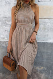 Cáqui Cabeçada Linha-A Midi Vestido de Verão