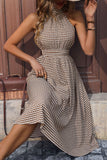 Cáqui Cabeçada Linha-A Midi Vestido de Verão