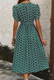 Verde Pescoço de Barco Linha-A Midi Vestido Verão