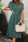 Verde Pescoço de Barco Linha-A Midi Vestido Verão