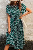 Verde Pescoço de Barco Linha-A Midi Vestido Verão