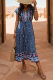 Verde Claro Decote em V Linha-A Midi Vestido de Verão