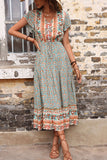 Verde Claro Decote em V Linha-A Midi Vestido de Verão