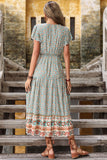 Verde Claro Decote em V Linha-A Midi Vestido de Verão