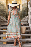Verde Claro Decote em V Linha-A Midi Vestido de Verão