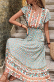 Verde Claro Decote em V Linha-A Midi Vestido de Verão