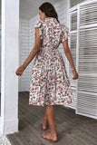 Floral Rosa Branco Linha-A Midi Vestido Verão