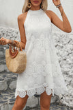 Vestido de Verão Cabeçada Linha-A Mini Renda