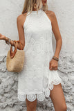 Vestido de Verão Cabeçada Linha-A Mini Renda