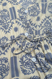 Vestido de Verão Decote em V Azul Linha-A Midi Mangas Curtas
