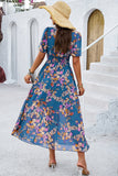 Vestido Verão Damasco Decote em V Linha-A Longo Floral