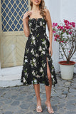 Verde Direto Linha-A Midi Vestido de Verão com Fenda