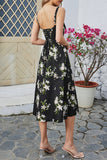 Verde Direto Linha-A Midi Vestido de Verão com Fenda
