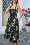 Verde Direto Linha-A Midi Vestido de Verão com Fenda