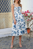 Verde Direto Linha-A Midi Vestido de Verão com Fenda