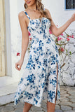 Verde Direto Linha-A Midi Vestido de Verão com Fenda