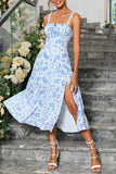 Verde Direto Linha-A Midi Vestido de Verão com Fenda
