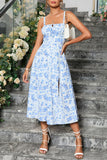 Verde Direto Linha-A Midi Vestido de Verão com Fenda