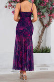 Vestido Verão Fuchsia Linha-A Longo Floral Alças Finas