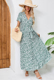Verde Decote em V Linha-A Longos Vestido de Verão