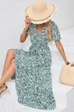 Verde Decote em V Linha-A Longos Vestido de Verão
