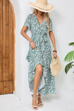 Verde Decote em V Linha-A Longos Vestido de Verão