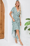 Verde Decote em V Linha-A Longos Vestido de Verão