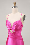Fuchsia cortado plissado apertado Homecoming vestido com arco