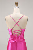 Fuchsia cortado plissado apertado Homecoming vestido com arco