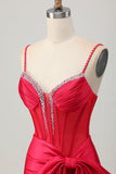 Red Bodycon Corset Ruched frisado vestido curto Homecoming com arco