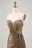 Khaki Leopard Ruched Strapless Vestido Curto Homecoming com Streamer
