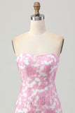 Rosa Floral Fora do Ombro Homecoming Dress com mangas destacáveis