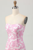 Rosa Floral Fora do Ombro Homecoming Dress com mangas destacáveis