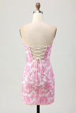 Rosa Floral Fora do Ombro Homecoming Dress com mangas destacáveis