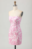Rosa Floral Fora do Ombro Homecoming Dress com mangas destacáveis