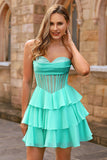 Espartilho sem alças amarelo Uma linha frisado Homecoming Dress