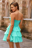 Espartilho sem alças amarelo Uma linha frisado Homecoming Dress
