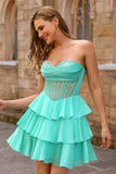 Espartilho sem alças amarelo Uma linha frisado Homecoming Dress