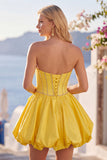 Rosa Strapless Uma Linha Corset Beaded Homecoming Dress com strass