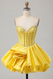 Rosa Strapless Uma Linha Corset Beaded Homecoming Dress com strass