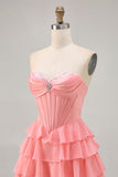 Espartilho Roxo Sem Alças Um Vestido Curto Homecoming Linha