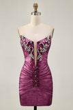 Golden Bodycon Strapless frisado vestido curto Homecoming