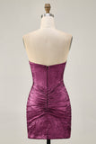 Golden Bodycon Strapless frisado vestido curto Homecoming