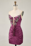 Golden Bodycon Strapless frisado vestido curto Homecoming