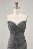 Sparkly Preto Strapless Tight Short Homecoming Dress com lantejoulas