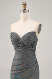 Sparkly Preto Strapless Tight Short Homecoming Dress com lantejoulas