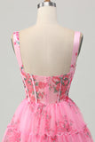 Flor Rosa Uma Linha Corset Short Homecoming Dress