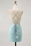 Espartilho Azul Sequins Vestido Bodycon Homecoming Floral