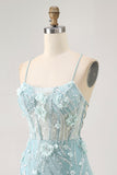 Espartilho Azul Sequins Vestido Bodycon Homecoming Floral