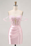 Rosa Off The Shoulder Bodycon Corset Homecoming Vestido